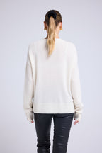 Sweter Oversize z Okrągłym Dekoltem Romy – Biały – Damski
