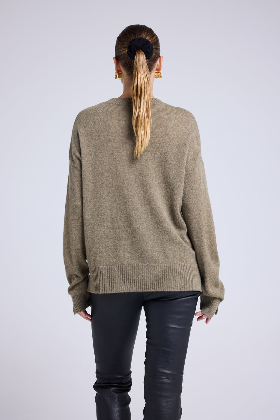 Maglione oversize Romy a girocollo - Verde kaki - Donna