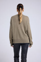 Maglione oversize Romy a girocollo - Verde kaki - Donna