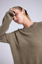 Maglione oversize Romy a girocollo - Verde kaki - Donna