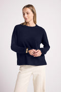 Pull Col Rond Oversize Romy - Bleu Marine - Femme