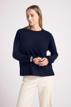 Pull Col Rond Oversize Romy - Bleu Marine - Femme