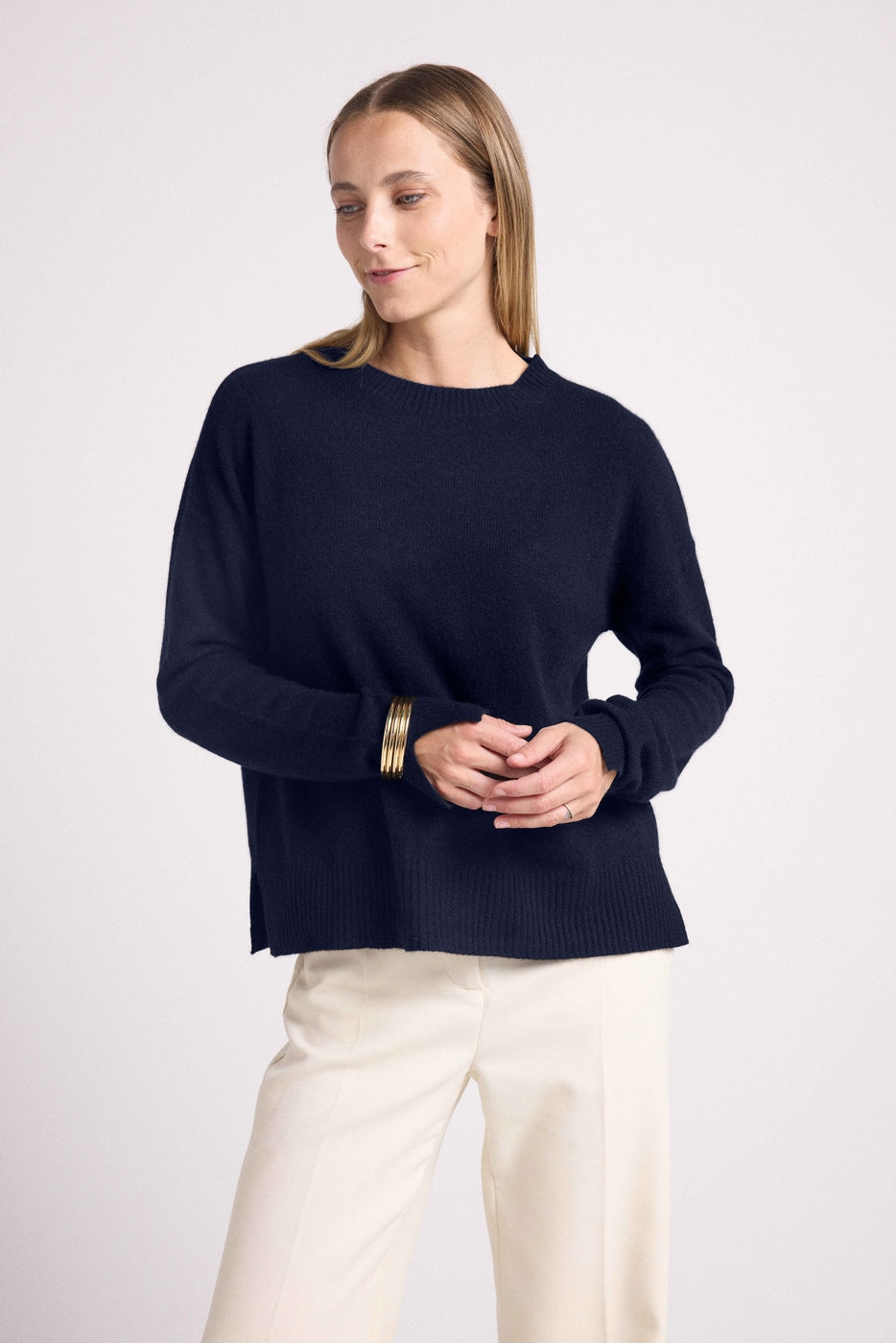 Pull Col Rond Oversize Romy - Bleu Marine - Femme