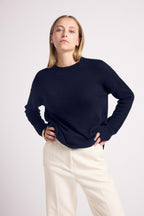 Pull Col Rond Oversize Romy - Bleu Marine - Femme