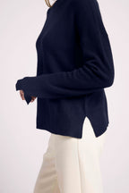 Pull Col Rond Oversize Romy - Bleu Marine - Femme