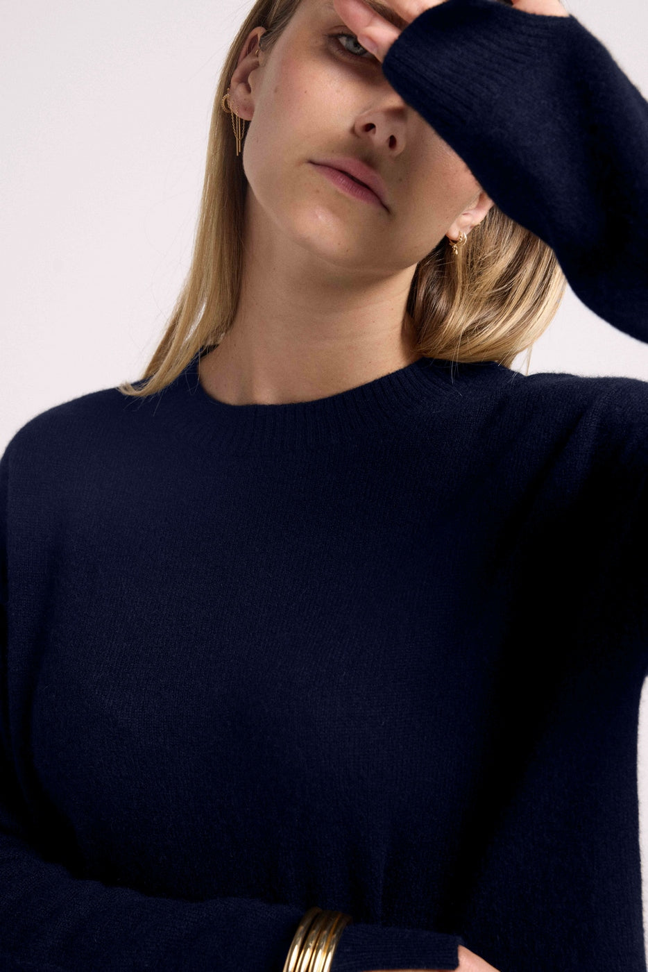 Pull Col Rond Oversize Romy - Bleu Marine - Femme