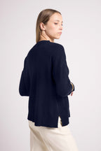 Pull Col Rond Oversize Romy - Bleu Marine - Femme