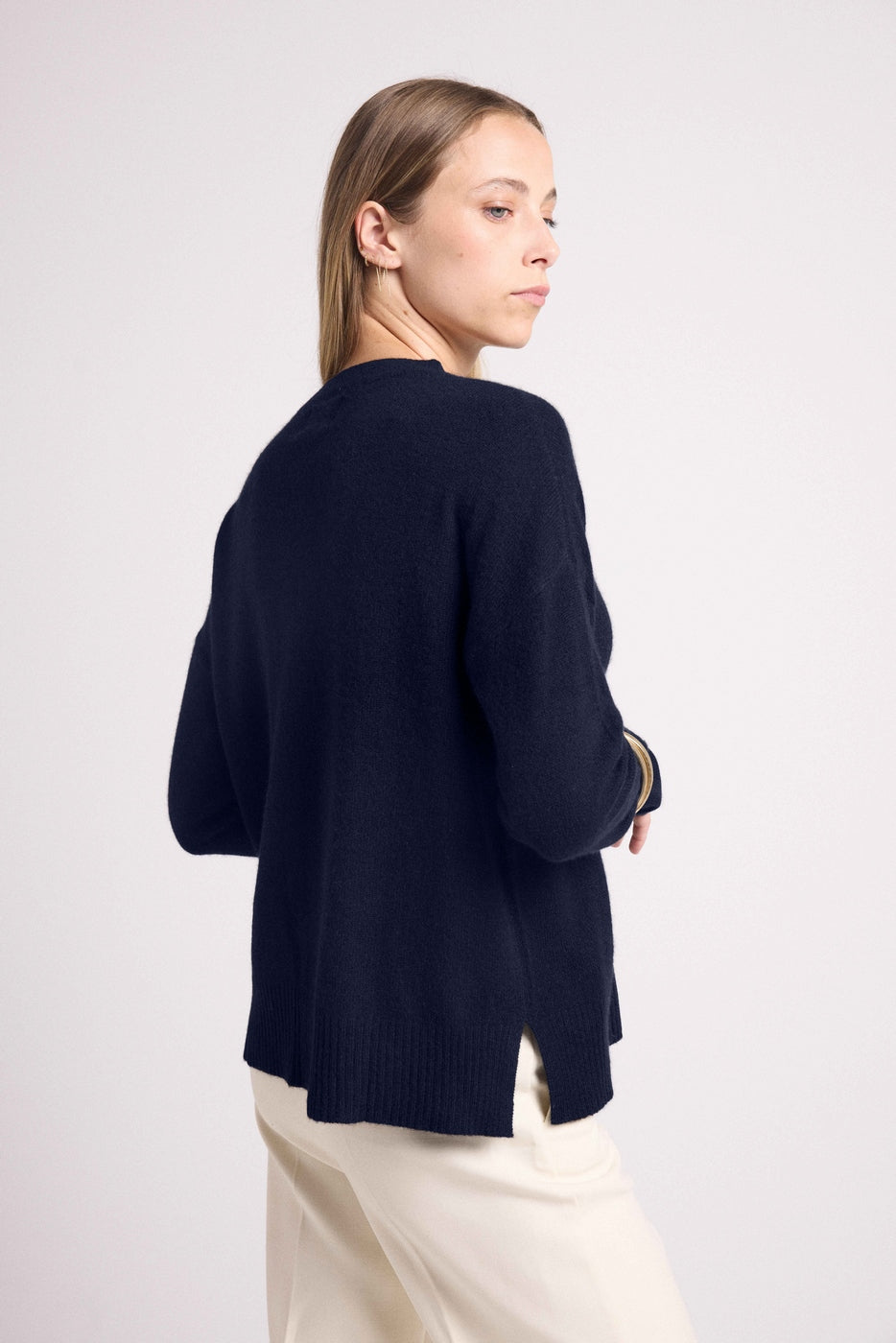 Pull Col Rond Oversize Romy - Bleu Marine - Femme
