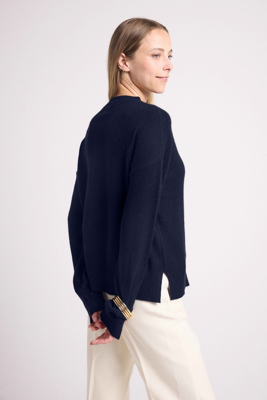 Pull Col Rond Oversize Romy - Bleu Marine - Femme