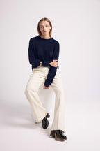 Pull Col Rond Oversize Romy - Bleu Marine - Femme