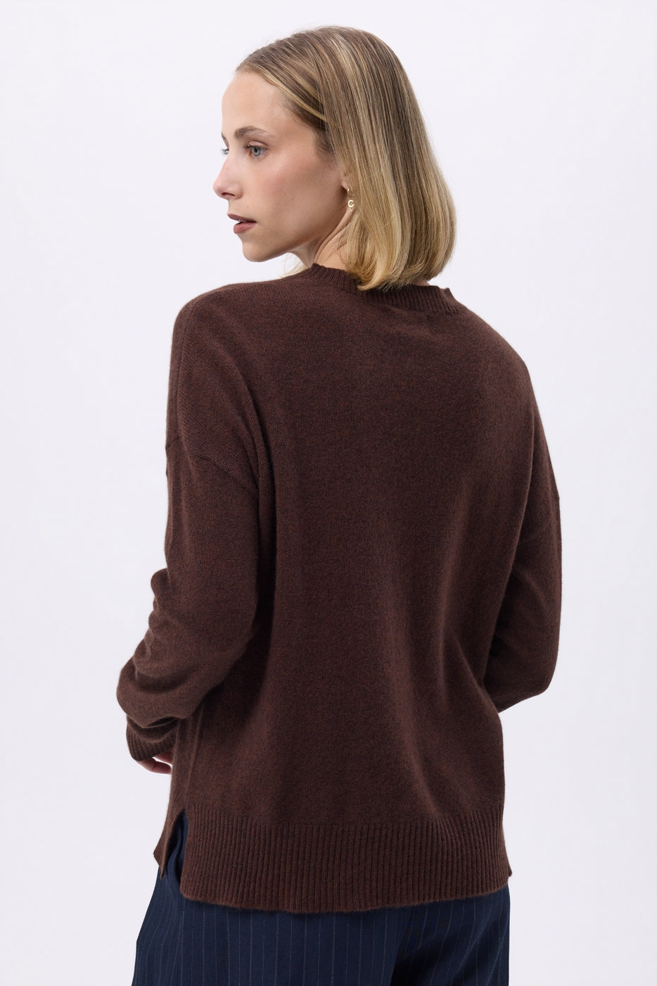 Oversize Rundhalset Striktrøje F Romy - Brun - Dame