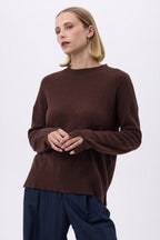 Oversize Rundhalset Striktrøje F Romy - Brun - Dame
