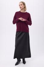 Oversizowy sweter z okrągłym dekoltem Romy - Bordowy - Damski