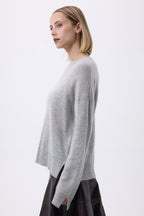 Pull Col Rond Oversize F Romy - Gris Clair - Femme