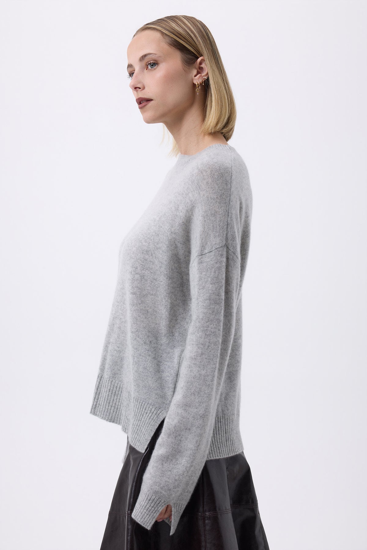 Pull Col Rond Oversize F Romy - Gris Clair - Femme