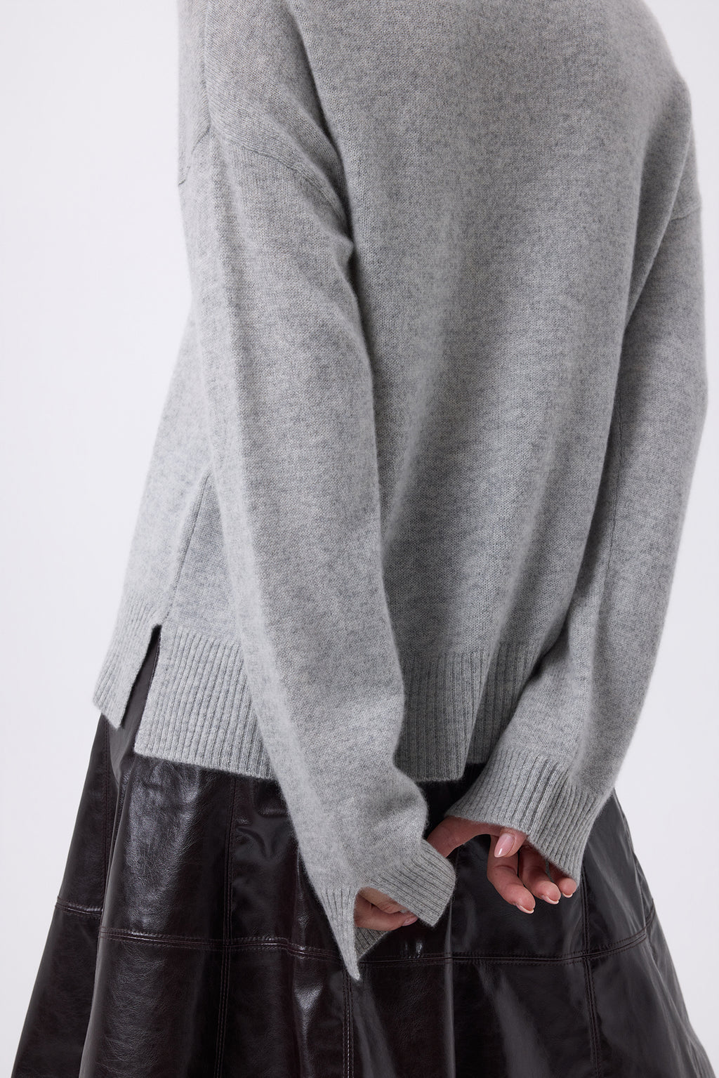 Pull Col Rond Oversize F Romy - Gris Clair - Femme