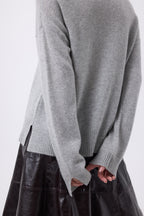 Pull Col Rond Oversize F Romy - Gris Clair - Femme