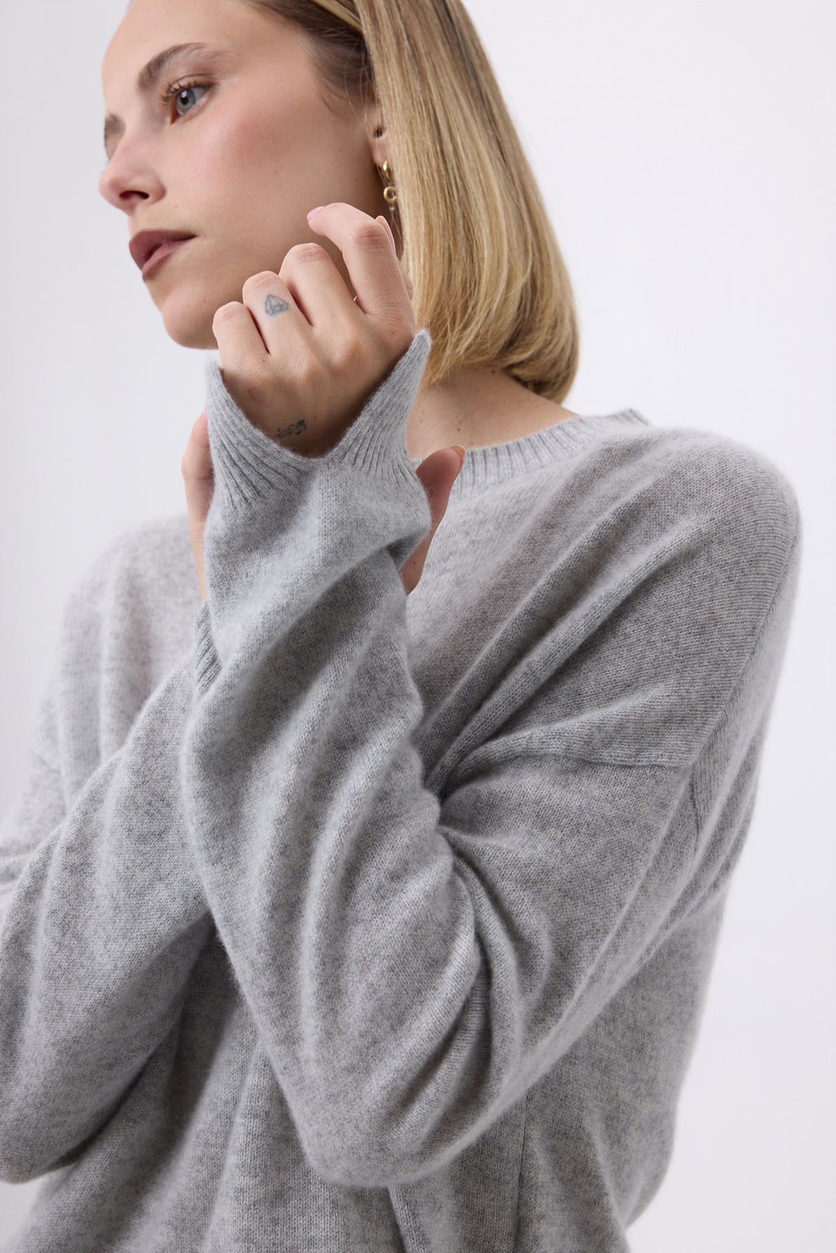 Pull Col Rond Oversize F Romy - Gris Clair - Femme