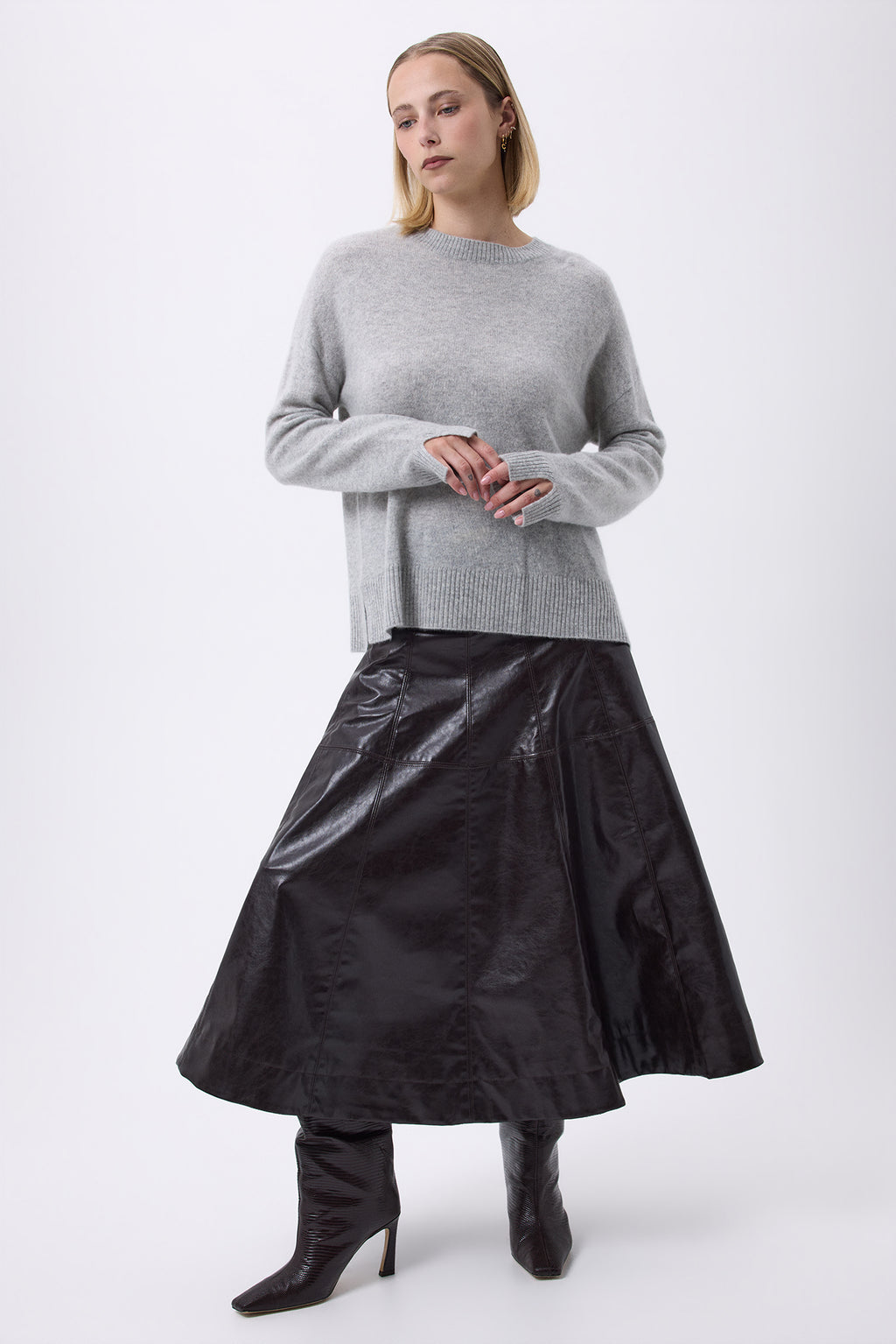 Pull Col Rond Oversize F Romy - Gris Clair - Femme
