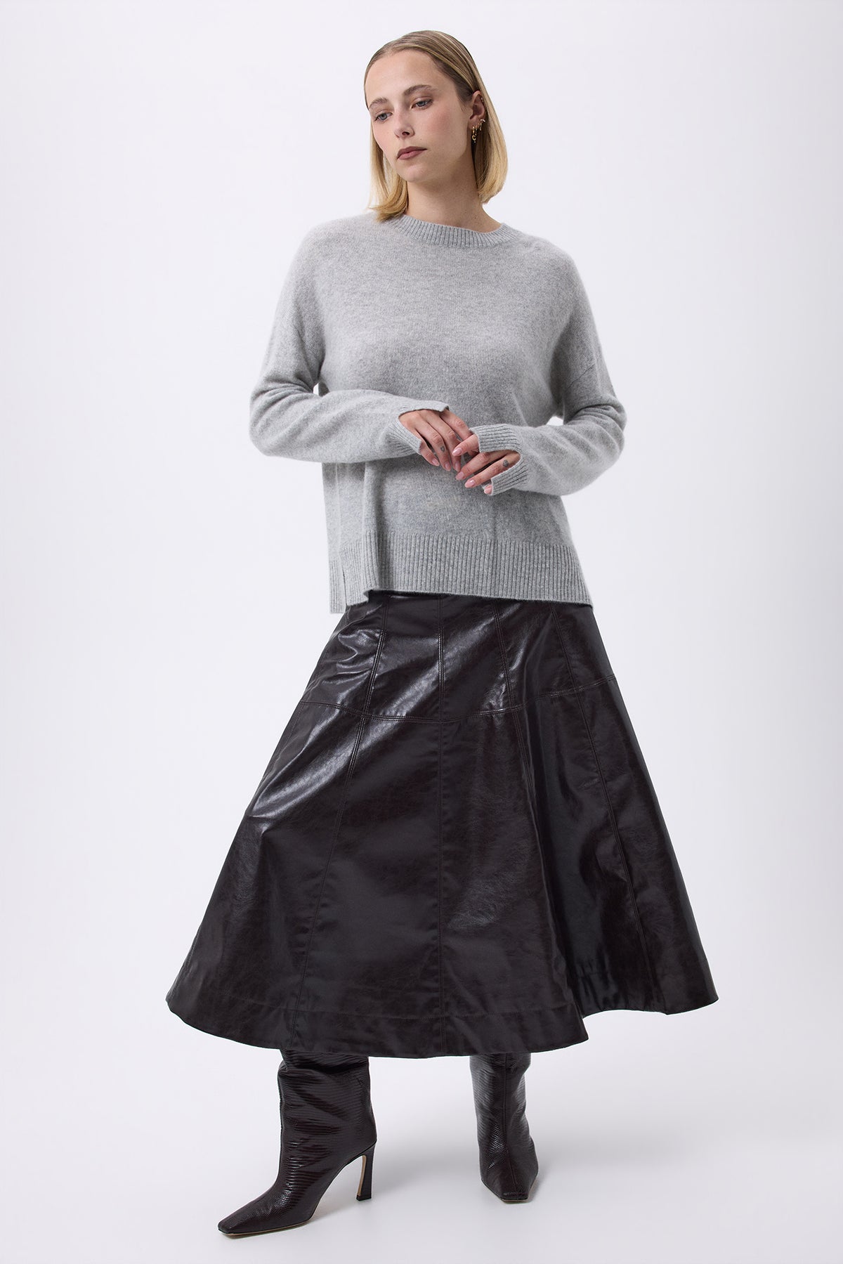 Pull Col Rond Oversize F Romy - Gris Clair - Femme