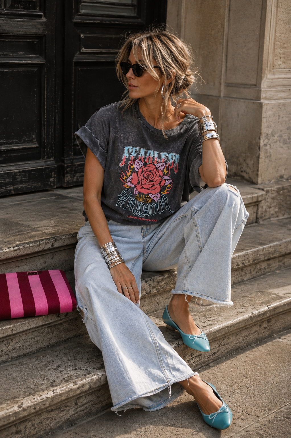 T-shirt Roses - Grijs