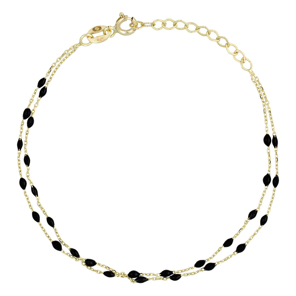 Bracelet " Double Amada Noir" Or Jaune 375/1000