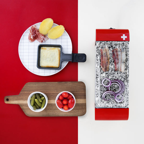 Raclette & Piedra para Cocinar - 2 Personas - Rojo