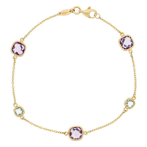 Bracelet "Pépites Multicolores, Améthyste Et Topaze Bleue"