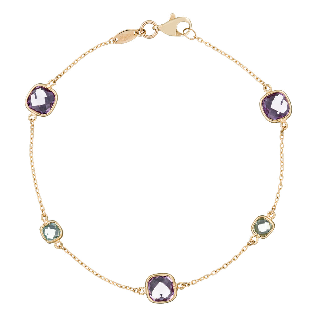 Bracelet "Pépites Multicolores, Améthyste Et Topaze Bleue"