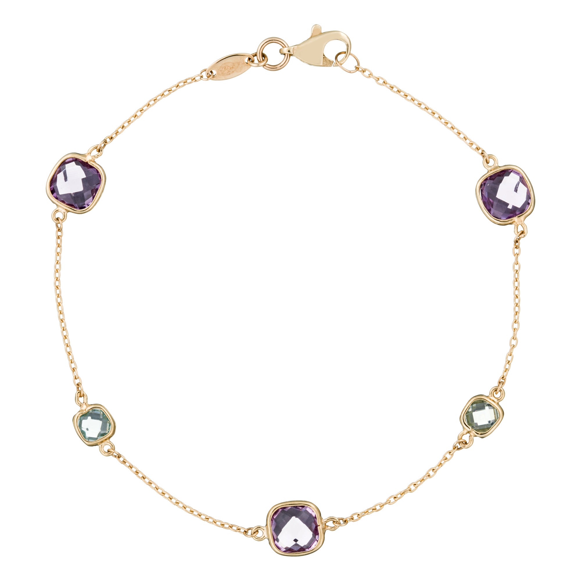 Bracelet "Pépites Multicolores, Améthyste Et Topaze Bleue"