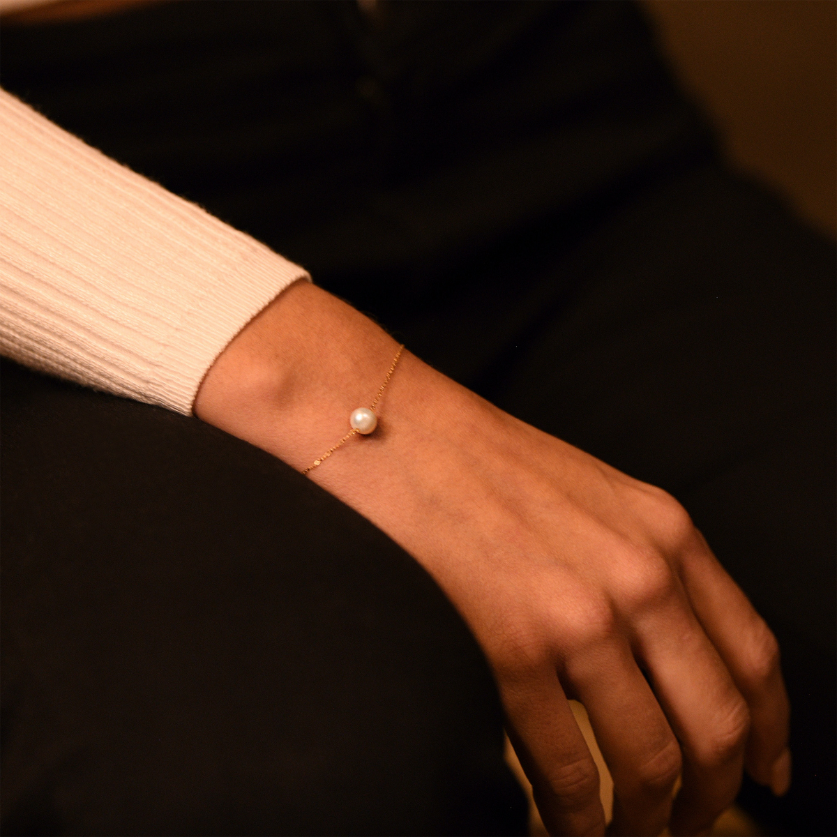 Armband "Single Pearl" Gelbgold 375/1000