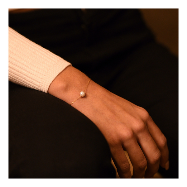 Armbånd "Single Pearl" Gult Guld 375/1000