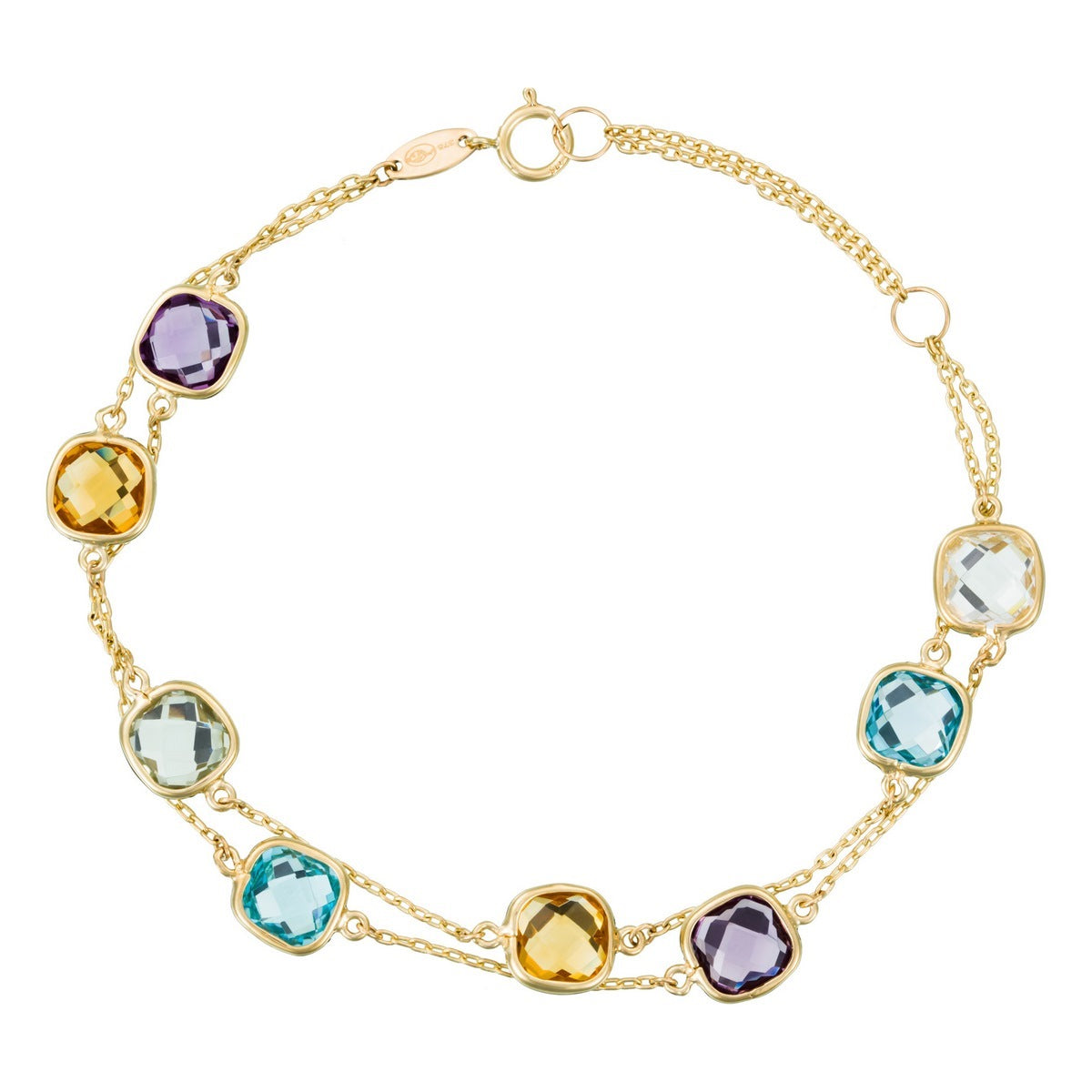 "Multicoloured Nuggets 6.9Ct/8" Bracelet in 375/1000 Yellow Gold