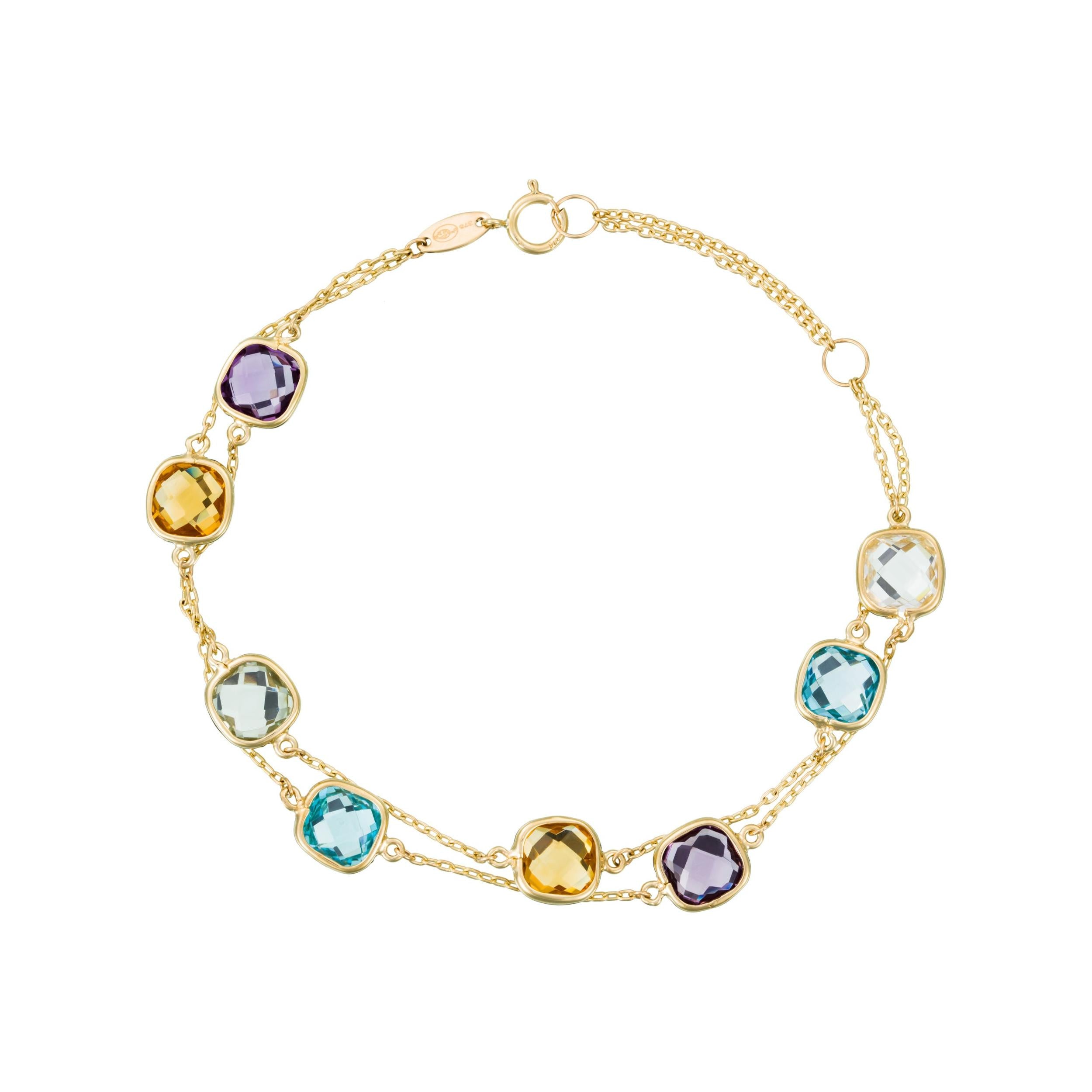 Pulsera "Pepitas Multicolores 6.9Ct/8" Oro Amarillo 375/1000