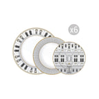 Palazzo - Vajilla 18 Platos - Porcelana - Blanco, Negro Y Dorado