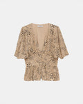 Top Mit Volants Und Leopardenmuster