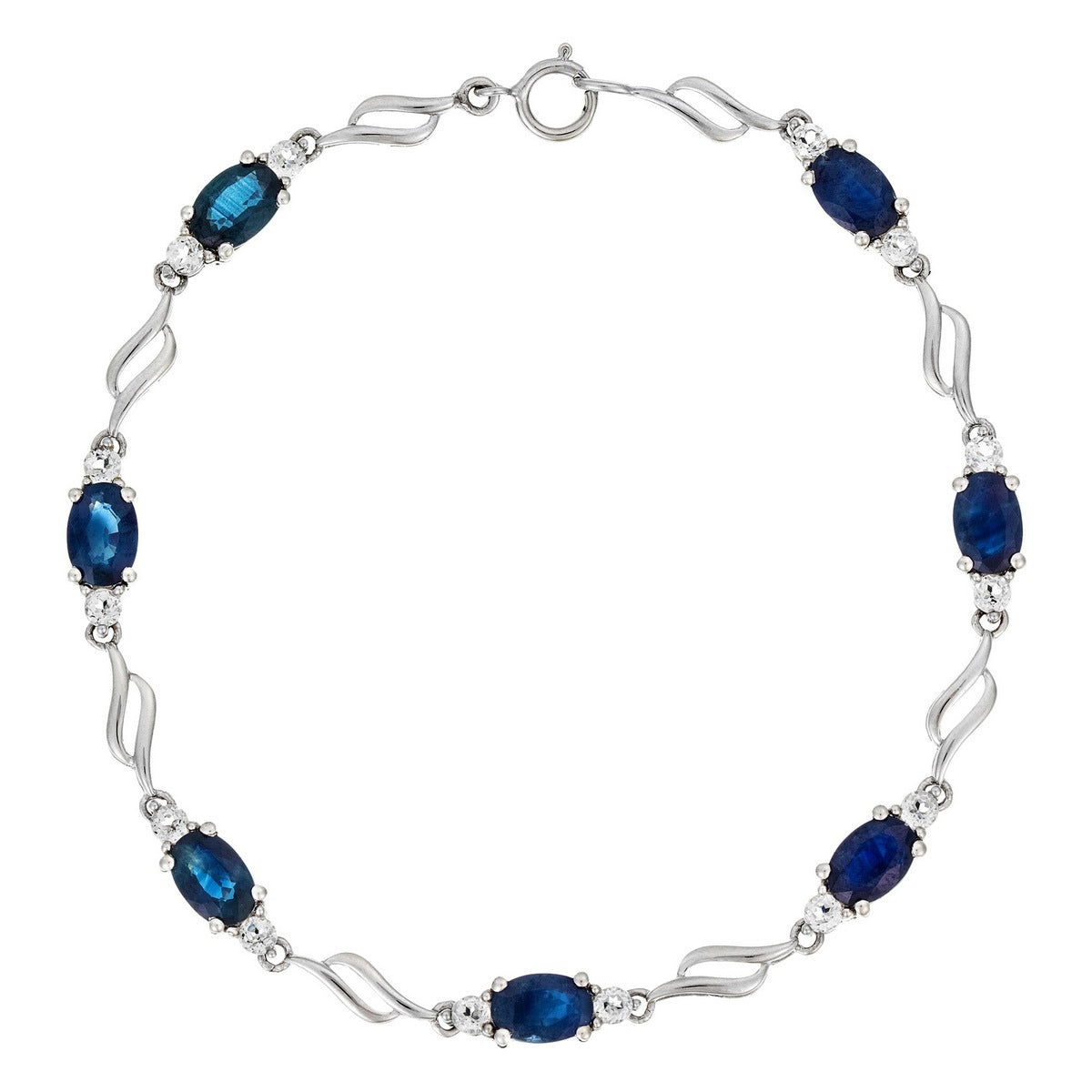 "Beni" Bracelet White Topaz 5.68/14 Sapphire 5.68/7 - 375/1000 White Gold