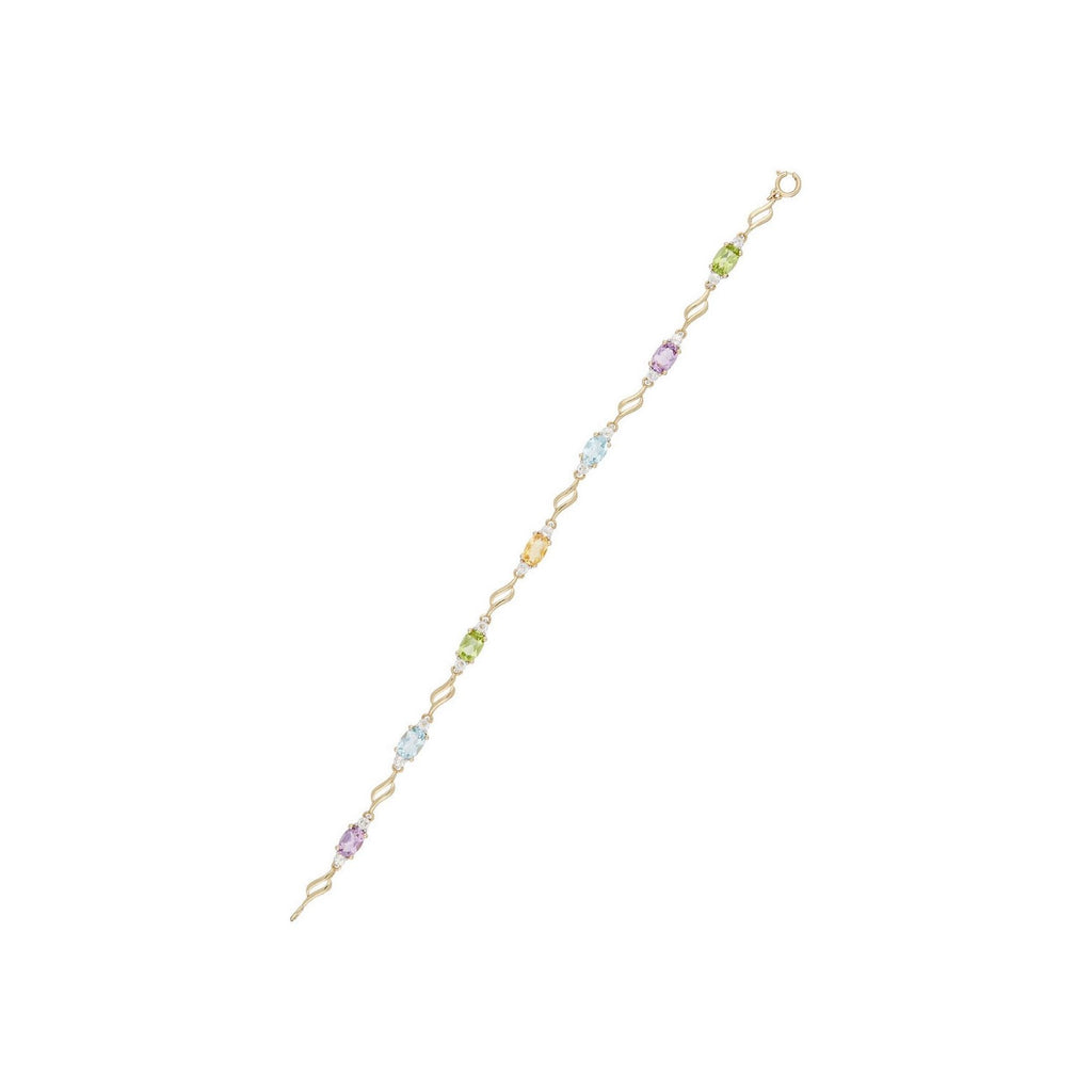 Bracelet "Mon Arc En Ciel" Top Blanche0,92/14;Top Bleue1,4/2;Améthyste0,9/2;Peri - Or Jaune 375/1000
