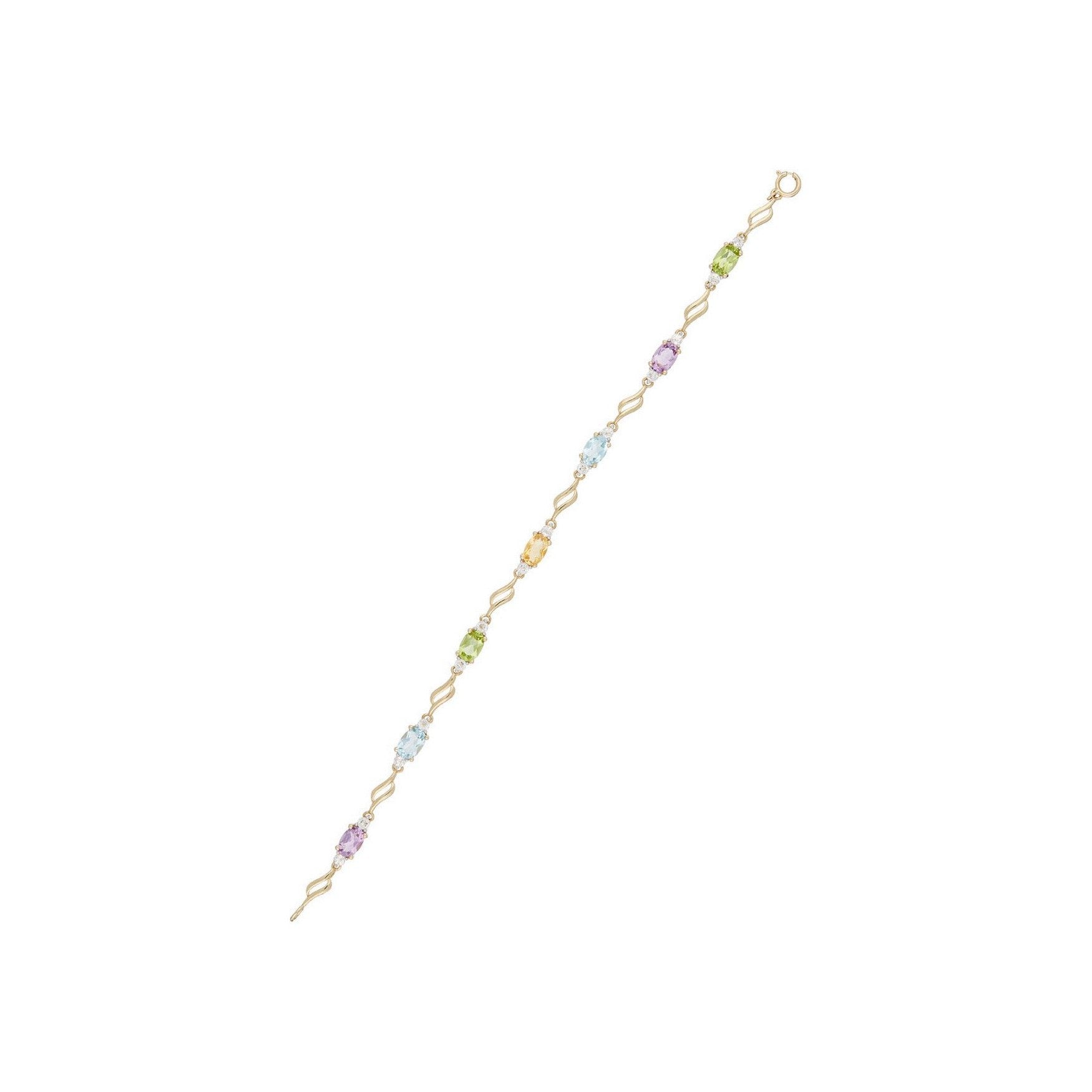 Bracelet "Mon Arc En Ciel" Top Blanche0,92/14;Top Bleue1,4/2;Améthyste0,9/2;Peri - Or Jaune 375/1000