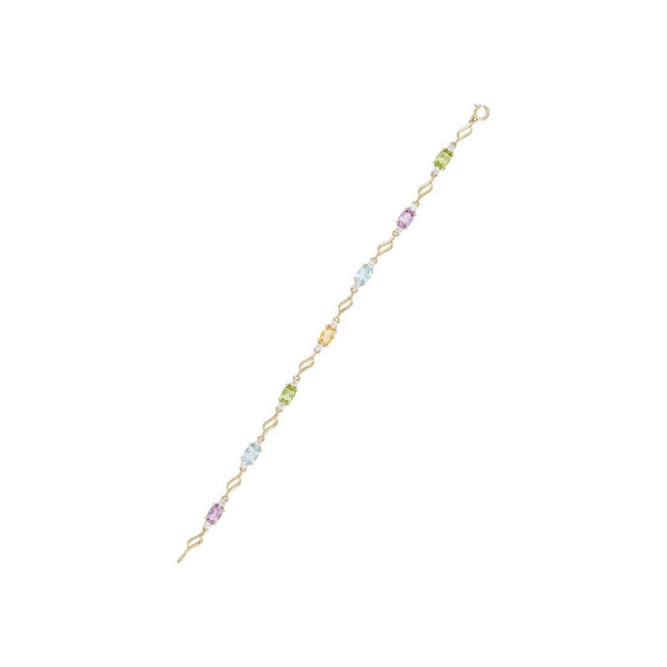 Bracelet "Mon Arc En Ciel" Top Blanche0,92/14;Top Bleue1,4/2;Améthyste0,9/2;Peri - Or Jaune 375/1000