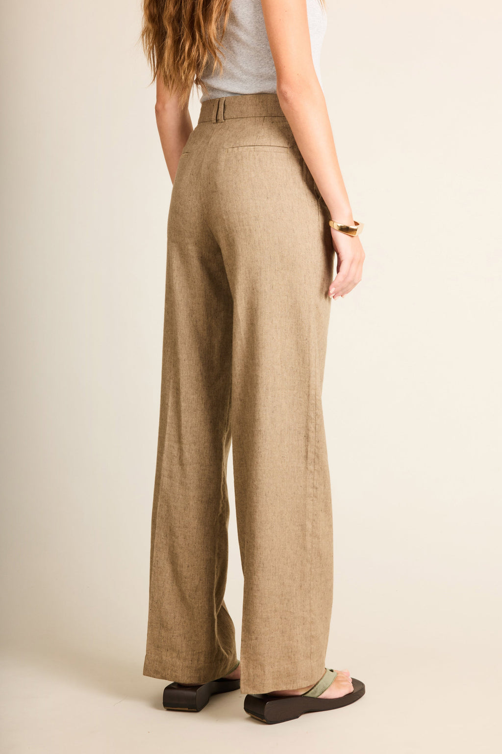Pantalon Wideleg Léger Marron Clair - Femme