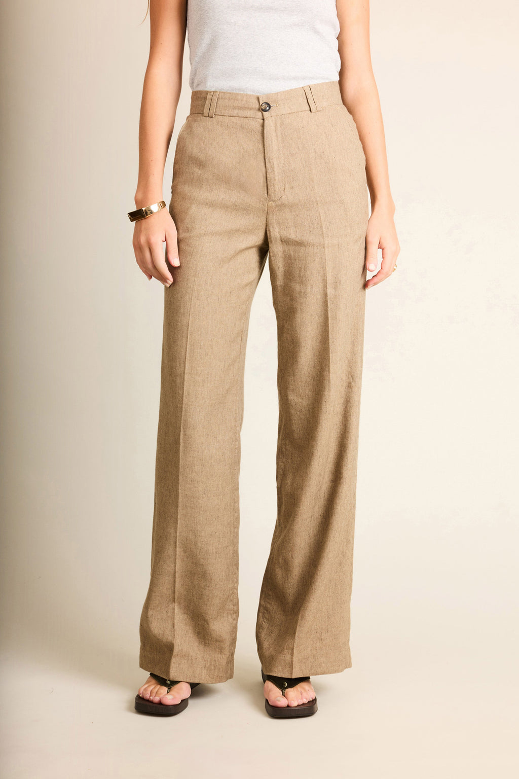 Pantalon Wideleg Léger Marron Clair - Femme