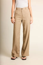 Pantalon Wideleg Léger Marron Clair - Femme