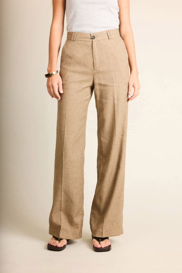 Pantalon Wideleg Léger Marron Clair - Femme