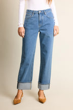 Jean Boyfriend Middle Blue - Femme