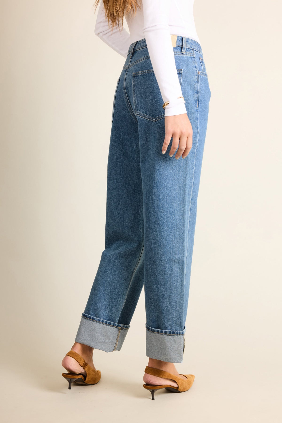 Jean Boyfriend Middle Blue - Femme