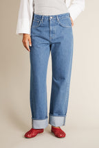 Jean Boyfriend Middle Blue - Femme
