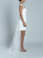 Vestido Corto Con Cola Oshun - Blanco