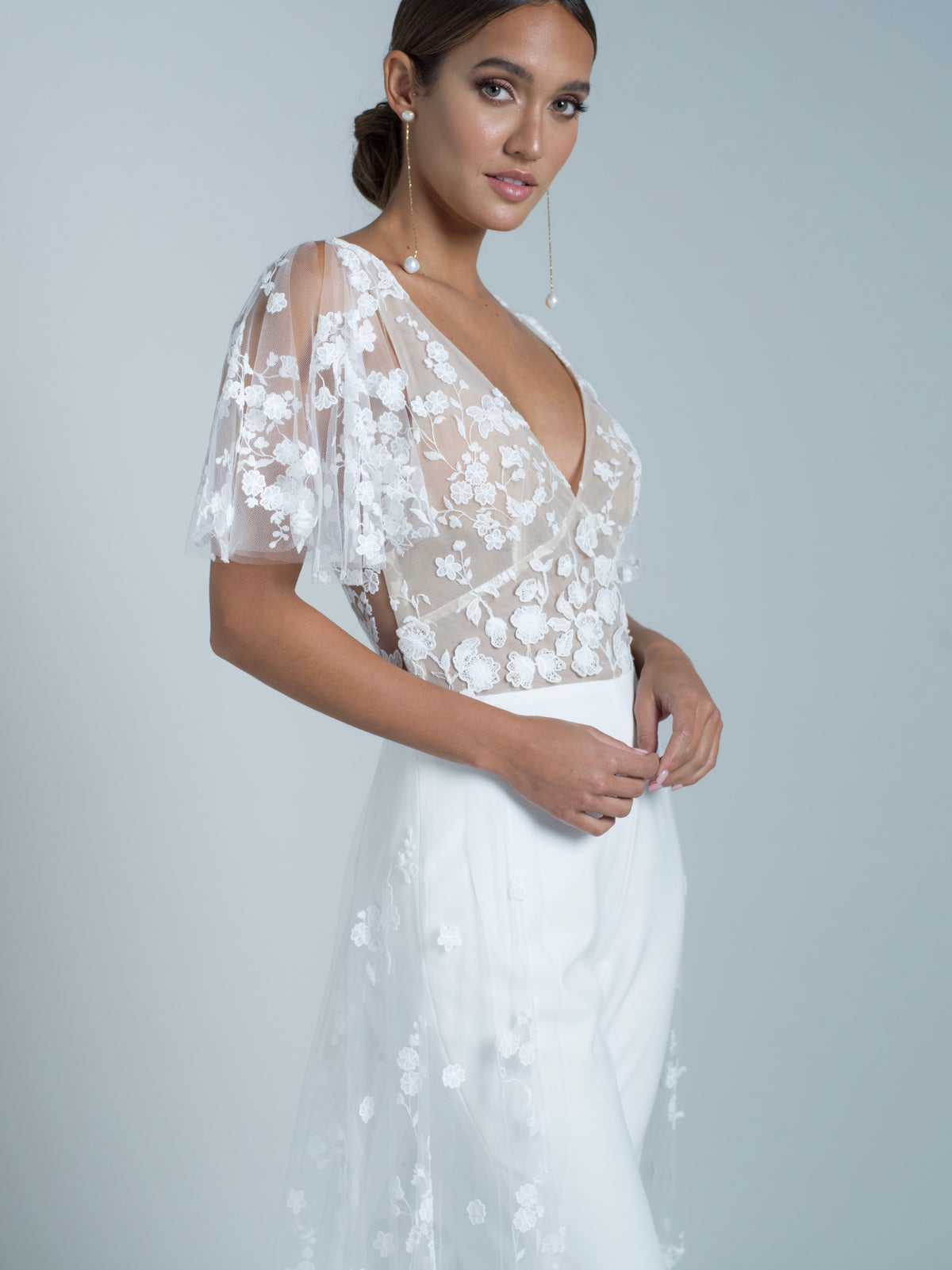 Malak Jumpsuit With Train - White