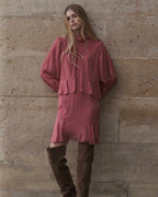 Sahelle Blush Short Flowy Ruffle Dress